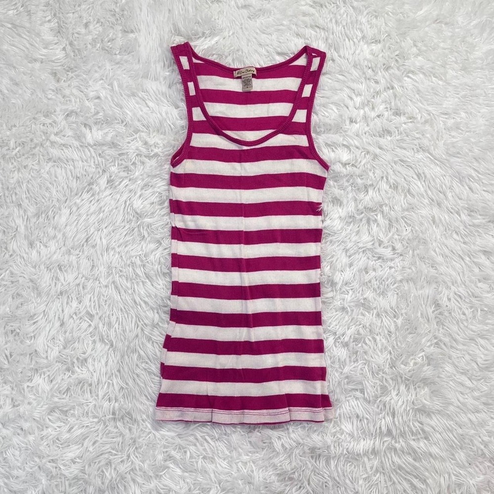 y2k pink & white striped tank top small